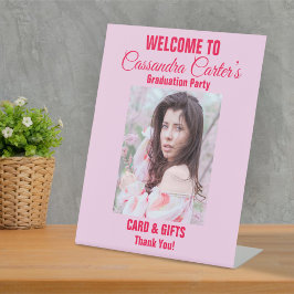 Expositor En L Elegante Graduado Foto Tarjeta de Bienvenida y Rót