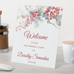 Expositor En L Elegante invierno Berry Botánico 60 cumpleaños