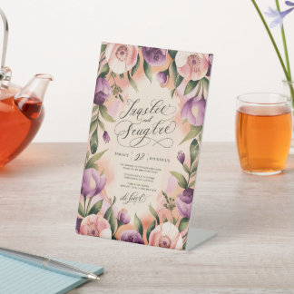 Expositor En L Elegante Invitación a la boda de acuarela rosa
