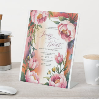 Expositor En L Elegante Invitación a la boda de acuarela rosa