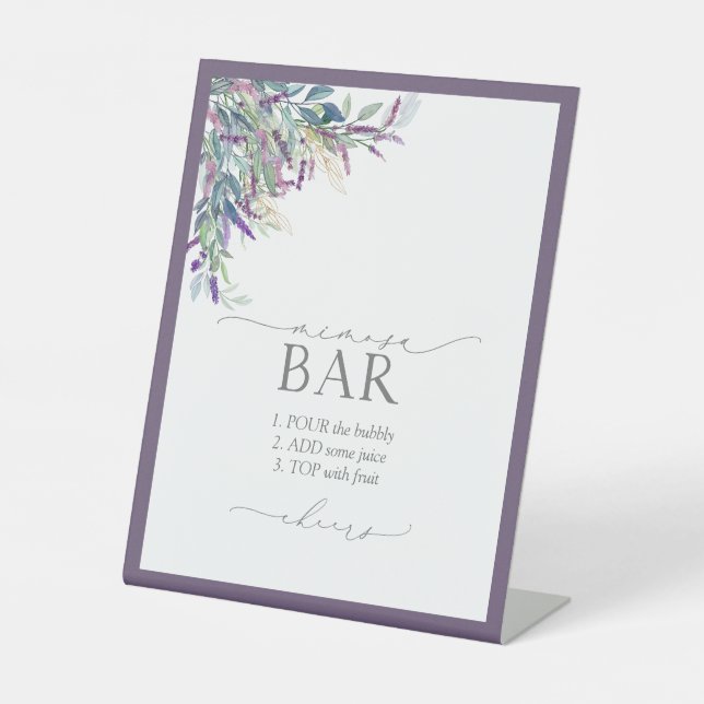 Expositor En L Elegante Lavanda Floral Bridal Ducha Mimosa Bar (Anverso)