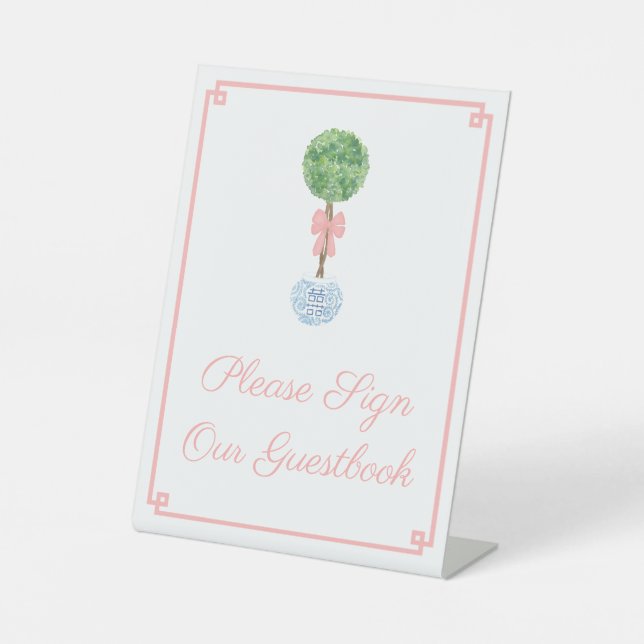 Expositor En L Elegante libro de Baby Shower de Boxwood Baby Girl (Anverso)