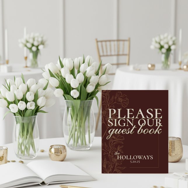 Expositor En L Elegante libro de guion Mousse Brown Boda (Invite your guests to leave their love with this Mousse Brown Wedding Guestbook Sign!)