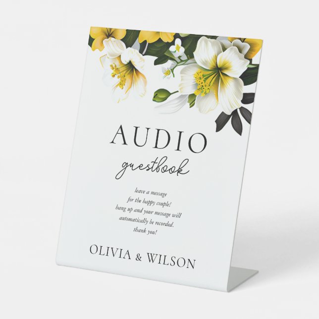 Expositor En L Elegante libro de teléfono de Boda floral amarillo (Anverso)