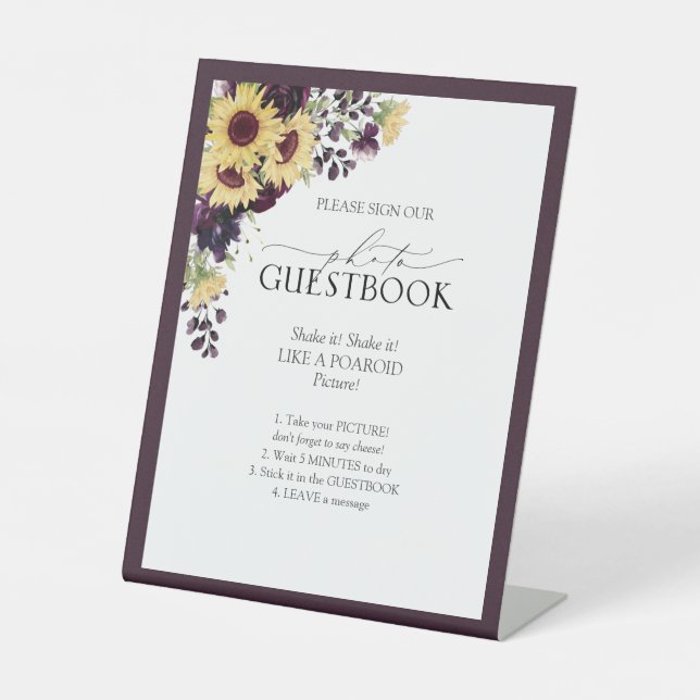 Expositor En L Elegante libro de visitas del Boda del girasol púr (Anverso)