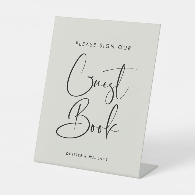 Expositor En L Elegante libro de visitas verde azulado (Anverso)