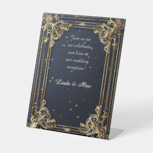 Expositor En L Elegante marco de invitación de boda dorado