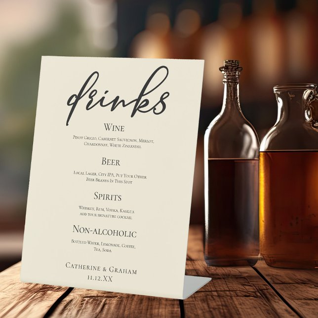Expositor En L Elegante marfil Sencillo Boda Bar Menú Bebidas (Subido por el creador)