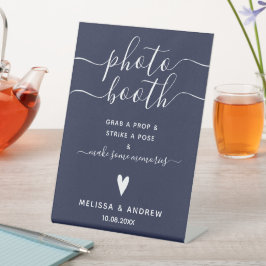 Expositor En L Elegante mariposa Boda azul de la marina caligráfi