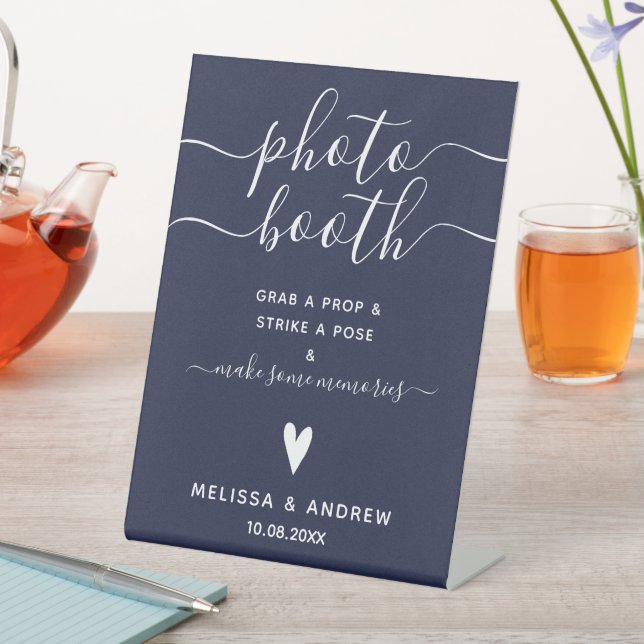 Expositor En L Elegante mariposa Boda azul de la marina caligráfi (In Situ)