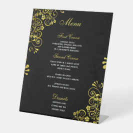 Expositor En L Elegante menú Boda Oro negro