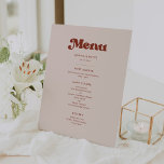 Expositor En L Elegante menú boda rosa de melocotón retro<br><div class="desc">Un tema de moda retro: adopta este diseño tipográfico algo vintage y elegante para tu papelería boda,  con un naranja quemado,  terracota,  azúcar marrón y color rosa melocotón. Personalizable completo de texto,  colores y fondos.</div>