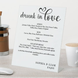 Expositor En L Elegante Menú de Boda Ebrios de Amor en Blanco y N
