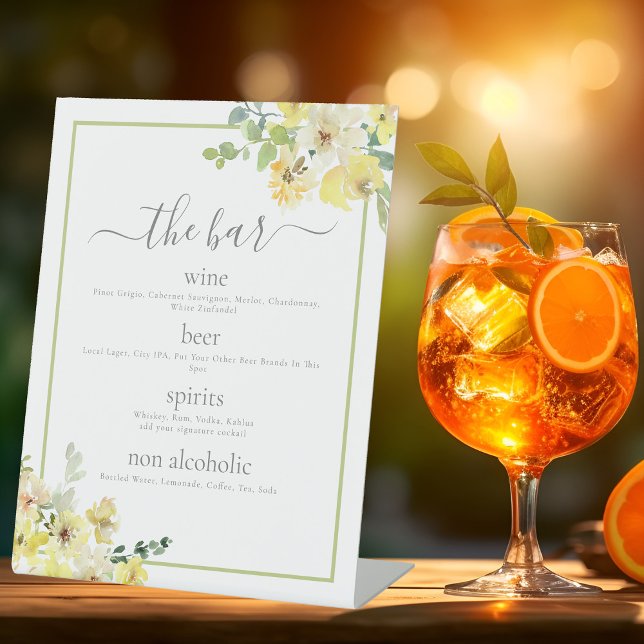 Expositor En L Elegante menú de Boda verde floral amarillo (Subido por el creador)