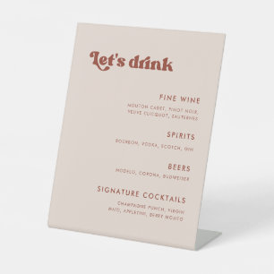 Expositor En L Elegante menú retro Peach Pink Boda Bar