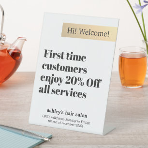 Expositor En L Elegante Minimal Negrita Faux Gold Stripe Salon Of