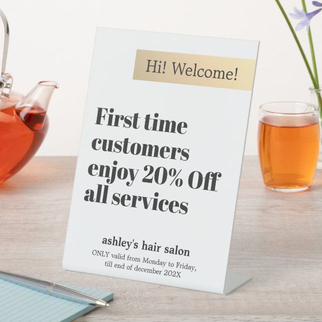 Expositor En L Elegante Minimal Negrita Faux Gold Stripe Salon Of (In Situ)