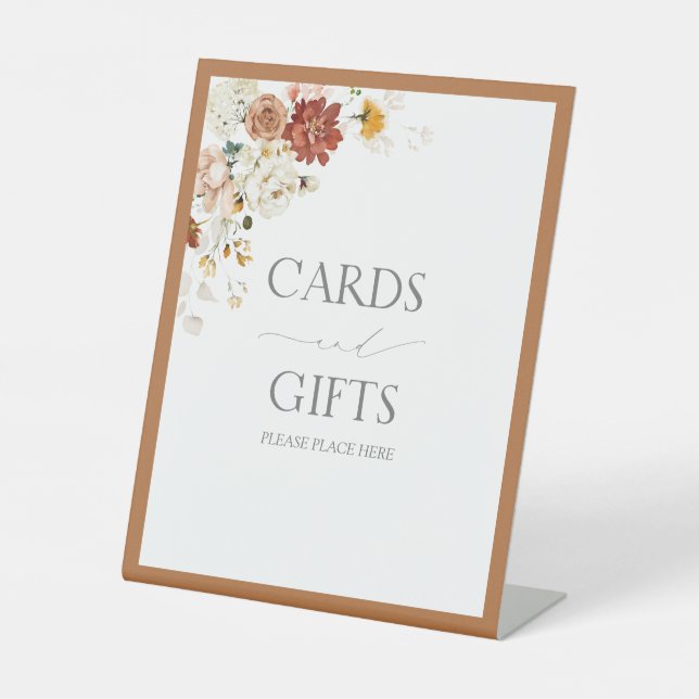 Expositor En L Elegante Naranja Rust Floral Bridal Shower Gift (Anverso)