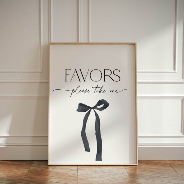 Expositor En L Elegante negro gótico toma un favor (Elegant favors, please take one sign with black bow for a she's tying the knot themed bridal shower)