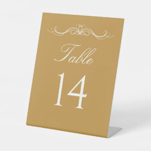 Expositor En L Elegante número de mesa con letra moderna en oro y