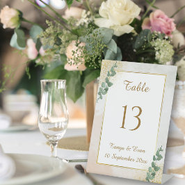 Expositor En L Elegante número de mesa de boda con foto en verde