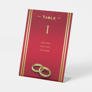 Expositor En L Elegante oro y rojo, número de tabla de anillos Bo