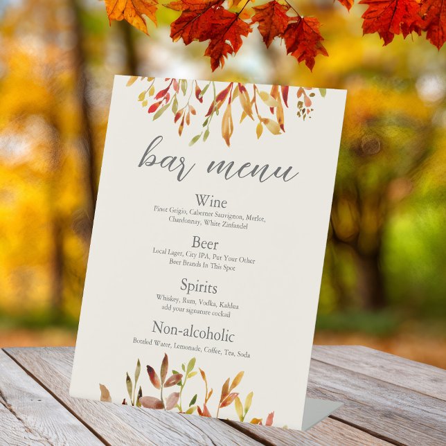 Expositor En L Elegante Personalizado Boda otoño Fall Leaves Bar  (Subido por el creador)