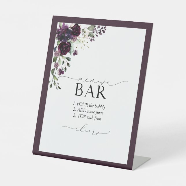 Expositor En L Elegante Plum Purple Bridal Shower Mimosa Bar (Anverso)