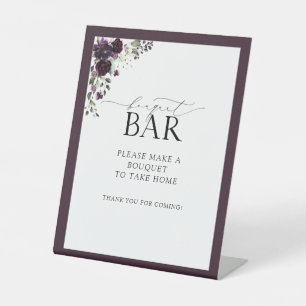Expositor En L Elegante Plum Purple Watercolor Shower Bouquet Bar