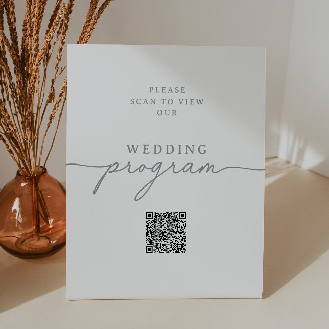 Expositor En L Elegante programa de boda con código QR gris en ca (Subido por el creador)