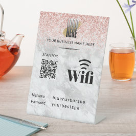 Expositor En L Elegante Purpurina rosa Wifi QR Code Logo