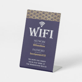 Expositor En L Elegante Red de contraseñas Wifi Blue Gold