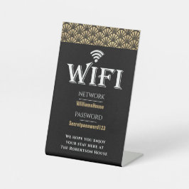 Expositor En L Elegante Red de contraseñas WiFi de oro negro