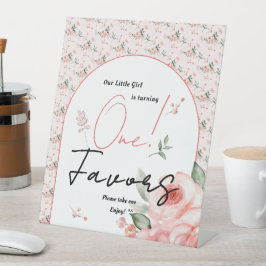 Expositor En L Elegante Rosa de acuarela Chica Primer Día Favor