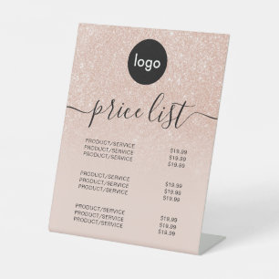 Expositor En L Elegante Rosa Gold Logotipo Lista de precios para 