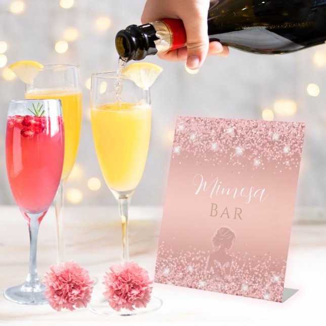 Expositor En L Elegante Rosa Gold Luxe Shimmer Bridal Shower (Toast the bride in style with this elegant rose gold shimmer mimosa bar sign for your bridal shower.)