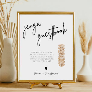 Expositor En L Elegante Rótulo Boda de libros Jenga moderno