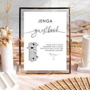 Expositor En L Elegante Rótulo Boda de libros Jenga moderno