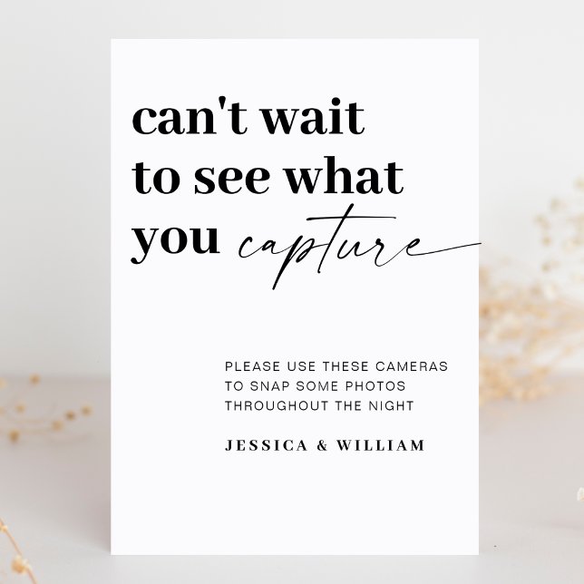 Expositor En L Elegante Rótulo de cámara desechable Boda moderno (Subido por el creador)