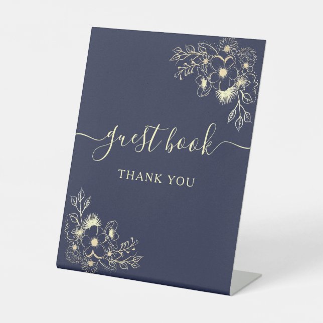 Expositor En L Elegante Rótulo de libros de Boda azul de la Marin (Anverso)