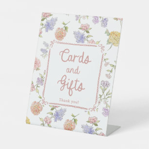 Expositor En L Elegante Rótulo Floral Bridal Ducha con tarjetas y