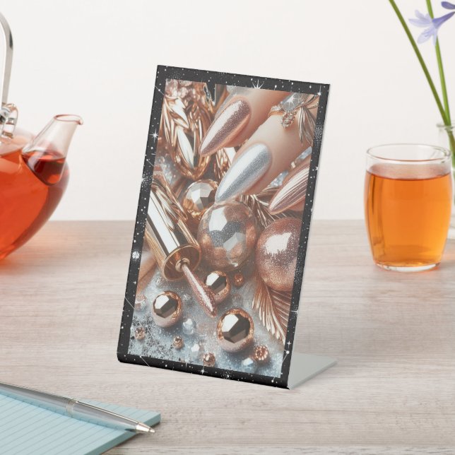 Expositor En L Elegante Rótulo peatonal con fini metálico glamoro (In Situ)