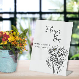 Expositor En L Elegante Rótulo Pedestal Bar de Flores Negras y Bl