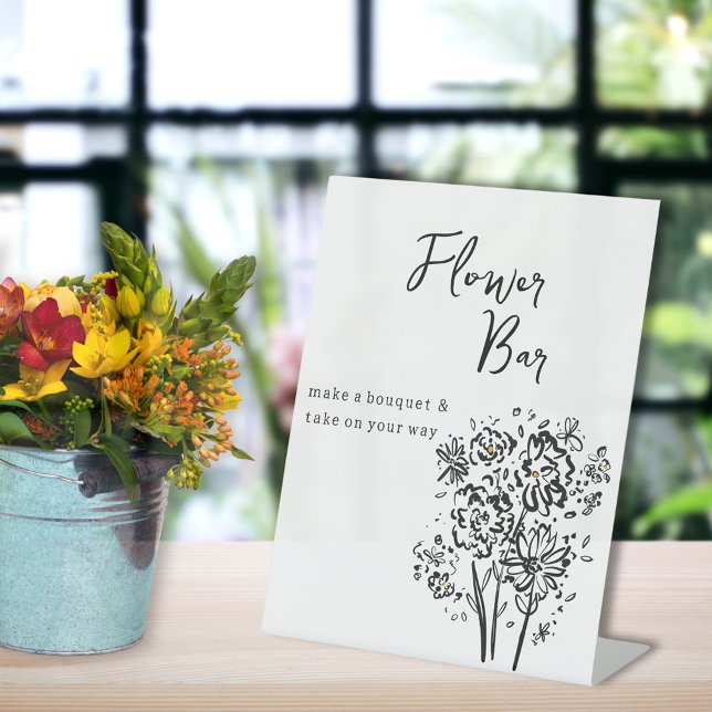 Expositor En L Elegante Rótulo Pedestal Bar de Flores Negras y Bl (Subido por el creador)