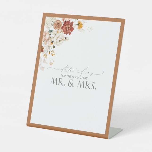 Expositor En L Elegante Rust Naranja acuarela Floral Date Ideas (Anverso)