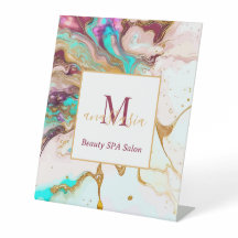 Elegante Salón de Belleza de Monograma de Mármol F