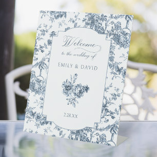 Expositor En L Elegante toile floral azul francés grabado