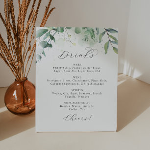 Expositor En L Elegante vegetación Boda Bebidas Rótulo de menú