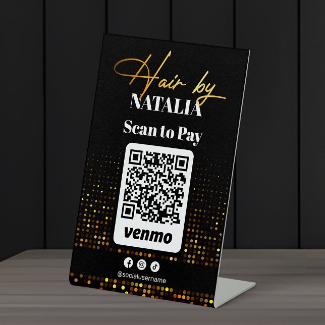 Expositor En L Elegante Venmo elegante de pelo negro dorado a pag (Subido por el creador)