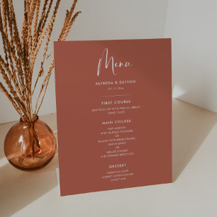 Expositor En L Elegante y moderno menú boda de arcilla roja